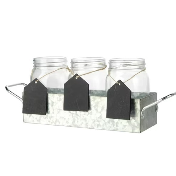 New Clear glass caddy , 3 pcs jar set - Picture 1 of 5
